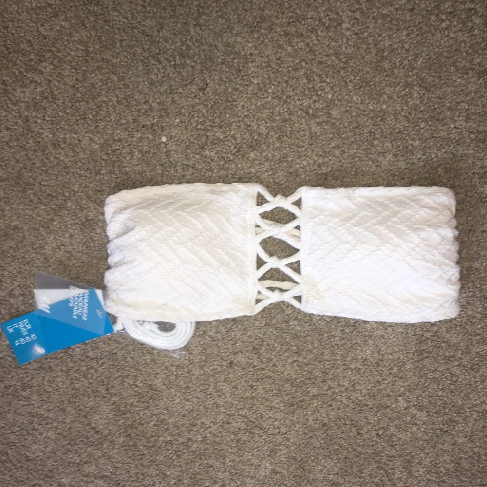 H & M White Strapless Swim Top